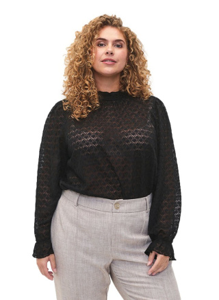 ZIZZI ELEGANCKA CZARNA BLUZKA STRUKTURA 395A