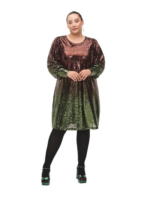 ZIZZI ZJAWISKOWA IMPREZOWA SUKIENKA CEKINY ZIELONA 172A