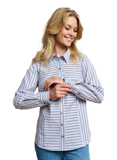 SHIRTMAKER ELEGANCKA BŁĘKITNA KOSZULA PASKI S679