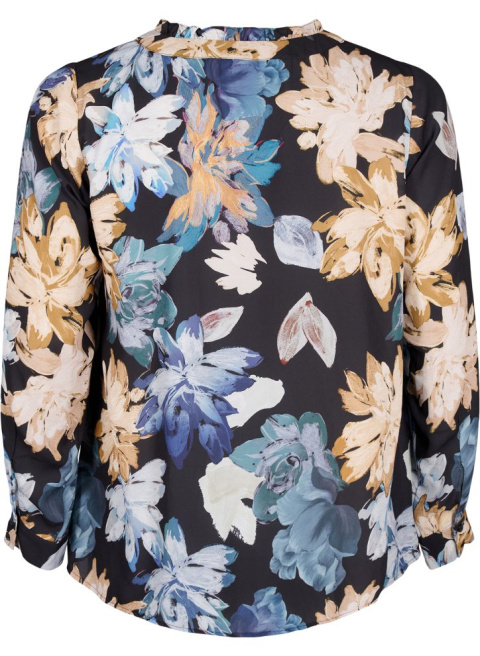 ZIZZI CZARNA BLUZKA KWIATY GUZIKI 050G ZIZZI CZARNA BLUZKA KWIATY GUZIKI 050G