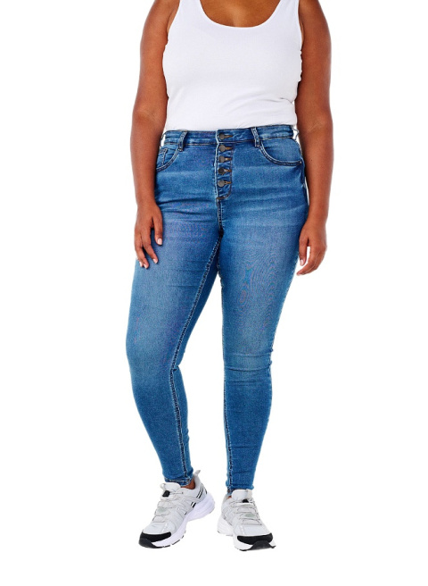 ZIZZI NIEBIESKIE JEANSY SKINNY WYSOKI STAN GUZIKI 984B N82