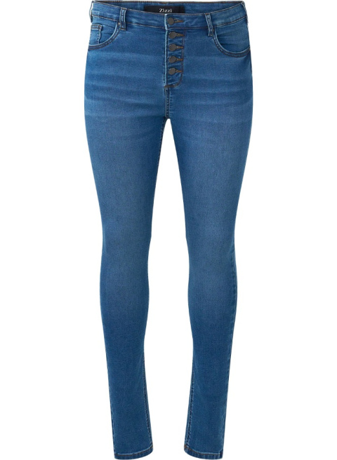 ZIZZI NIEBIESKIE JEANSY SKINNY WYSOKI STAN GUZIKI 984B N82