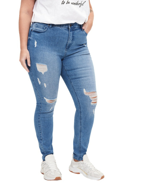 ZIZZI JASNONIEBIESKIE JEANSY SUPER SLIM FIT DZIURY 019H N78