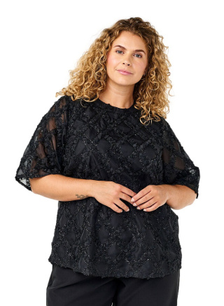 ZIZZI ELEGANCKA CZARNA BLUZKA STRUKTURA 296B