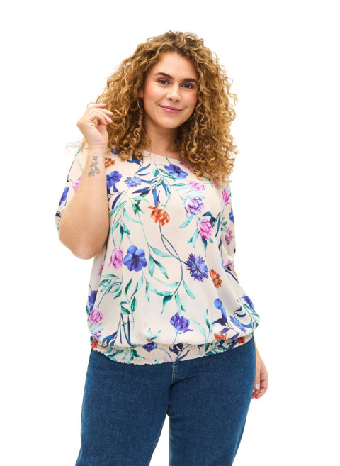 ZIZZI WSPANIAŁA BLUZKA KOSZULOWA KWIATY 824B ZIZZI WSPANIAŁA BLUZKA KOSZULOWA KWIATY 824B