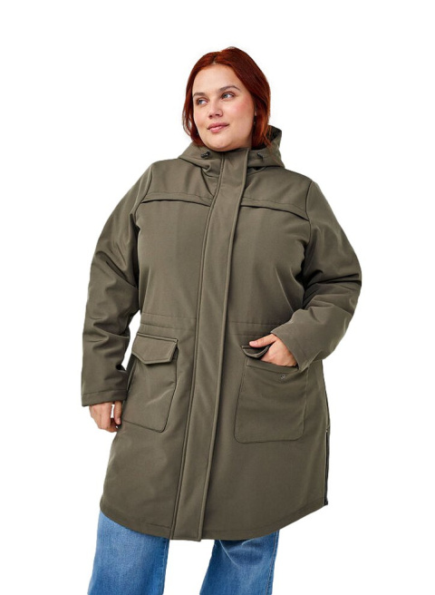 ZIZZI ZIELONA DŁUGA KURTKA SOFTSHELL KAPTUR 340A