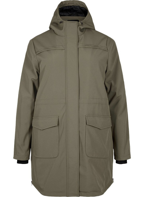 ZIZZI ZIELONA DŁUGA KURTKA SOFTSHELL KAPTUR 340A