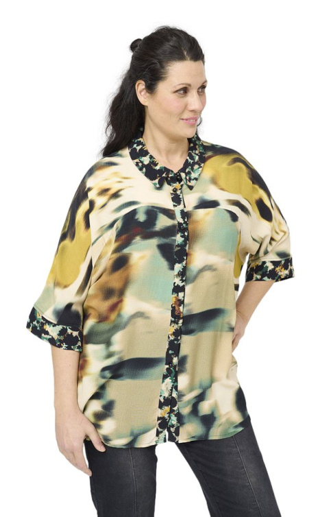 APRICO KOSZULA BLUZKA WZÓR OVERSIZE WISKOZA A165 APRICO KOSZULA BLUZKA WZÓR OVERSIZE WISKOZA A165