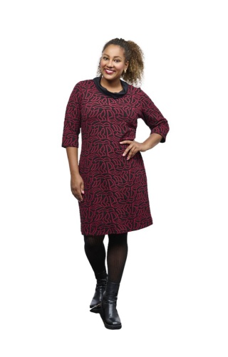 PONT NEUF ELEGANCKA SUKIENKA CZARNA CZERWONA WZÓR WISKOZA V566