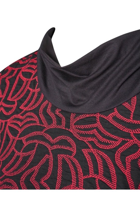 PONT NEUF ELEGANCKA SUKIENKA CZARNA CZERWONA WZÓR WISKOZA V566