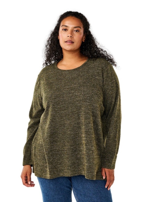ZIZZI OLIWKOWA BLUZKA MELANŻOWA 405A ZIZZI OLIWKOWA BLUZKA MELANŻOWA 405A