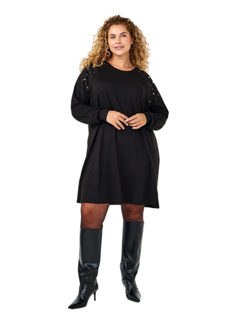 ZIZZI CZARNA DZIANINOWA SUKIENKA PEREŁKI 293N