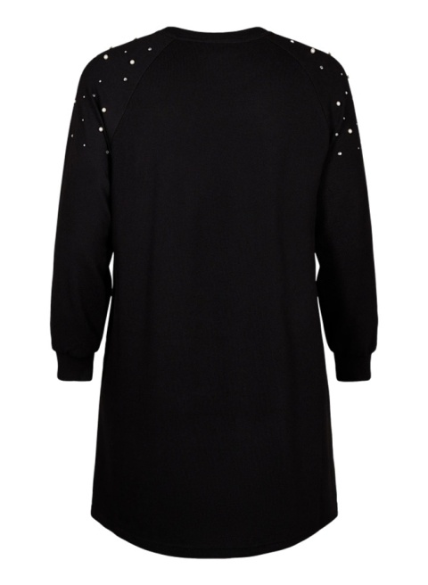ZIZZI CZARNA DZIANINOWA SUKIENKA PEREŁKI 293N