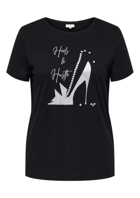 CARMAKOMA MODNY CZARNY T-SHIRT NADRUK O699 CARMAKOMA MODNY CZARNY T-SHIRT NADRUK O699