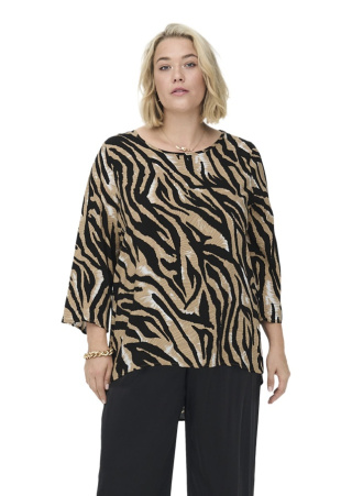 CARMAKOMA BEŻOWA BLUZKA WZÓR ZEBRA O589