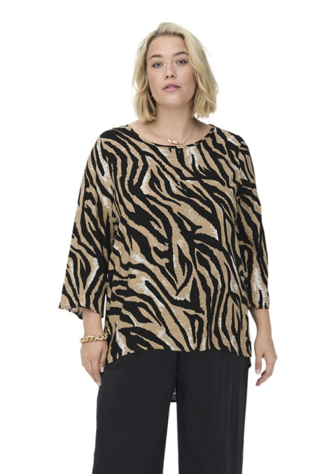 CARMAKOMA BEŻOWA BLUZKA WZÓR ZEBRA O589 CARMAKOMA BEŻOWA BLUZKA WZÓR ZEBRA O589