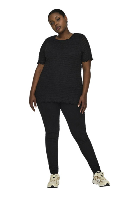 CARMAKOMA DZIANNINOWY T-SHIRT BLUZKA CZARNY O260 CARMAKOMA DZIANNINOWY T-SHIRT BLUZKA CZARNY O260