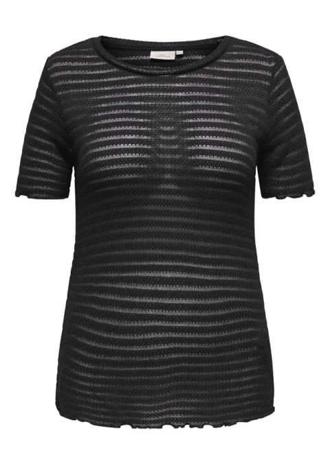 CARMAKOMA DZIANNINOWY T-SHIRT BLUZKA CZARNY O260 CARMAKOMA DZIANNINOWY T-SHIRT BLUZKA CZARNY O260