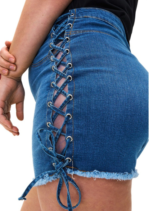ZIZZI SPODENKI BLUE JEANS Z WIĄZANIEM U BOKU 001A ZIZZI SPODENKI BLUE JEANS Z WIĄZANIEM U BOKU 001A