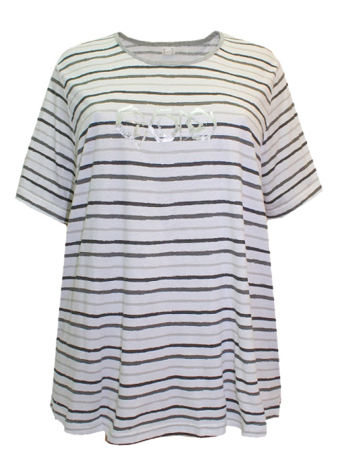 CLASSIC BASICS BIAŁA BLUZKA T-SHIRT PASKI NADRUK CB09 CLASSIC BASICS BIAŁA BLUZKA T-SHIRT PASKI NADRUK CB09