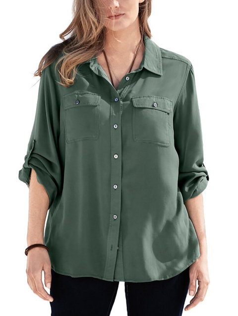 WOMAN WITHIN KLASYCZNA KOSZULA KHAKI WW70 WOMAN WITHIN KLASYCZNA KOSZULA KHAKI WW70