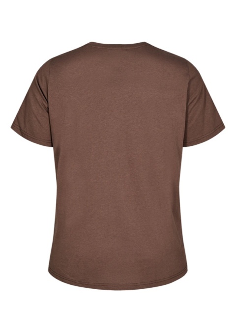 ZIZZI BRĄZOWY T-SHIRT NADRUK 002G