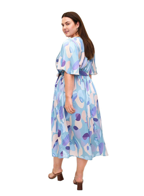 ZIZZI FANTASTYCZNA NIEBIESKA SUKIENKA DŁUGA KOPERTOWA DEKOLT 058A