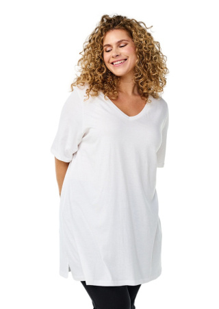 ZIZZI BIAŁY T-SHIRT TUNIKA OVERSIZE 214A