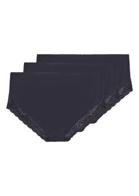 ZIZZI CZARNE BAWEŁNIANE MAJTKI FIGI KORONKA 3PACK 042A