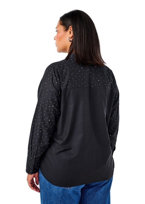 ZIZZI ELEGANCKA CZARNA KOSZULA DODATKI 264A ZIZZI ELEGANCKA CZARNA KOSZULA DODATKI 264A