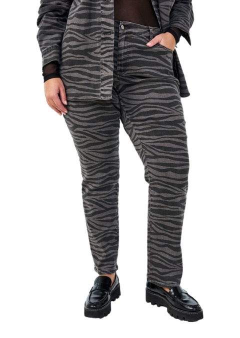 ZIZZI PROSTE SZARE JEANSY ZEBRA 076H N78