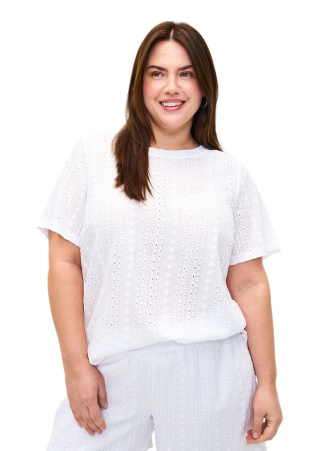 ZIZZI BIAŁA BLUZKA T-SHIRT AŻUR 985B