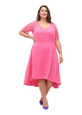 ZIZZI ELEGANCKA RÓŻOWA SUKIENKA KORONKA 841A