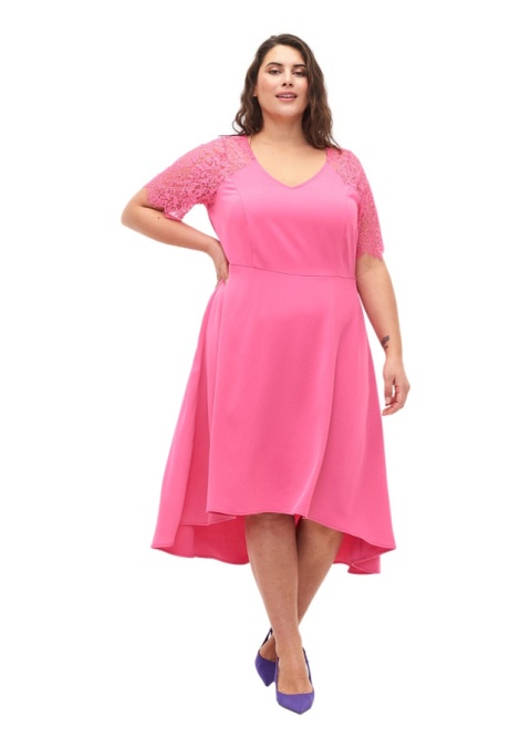 ZIZZI ELEGANCKA RÓŻOWA SUKIENKA KORONKA 841A