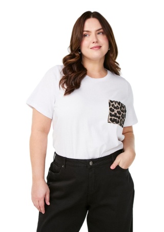 ZIZZI KLASYCZNY BIAŁY T-SHIRT NADRUK 252J