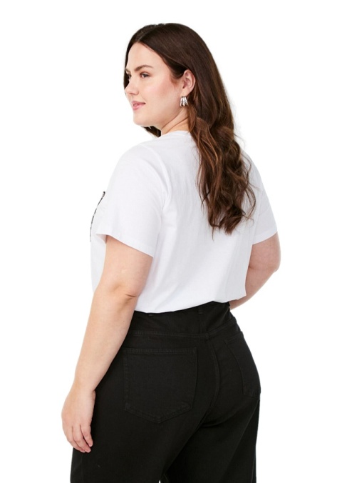 ZIZZI KLASYCZNY BIAŁY T-SHIRT NADRUK 252J