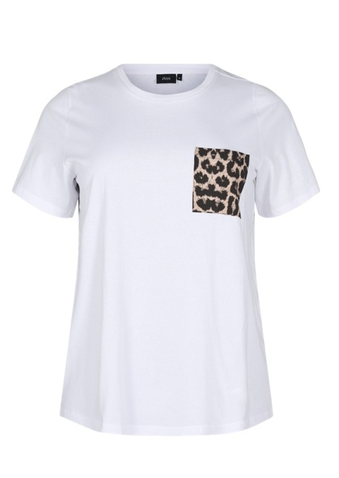 ZIZZI KLASYCZNY BIAŁY T-SHIRT NADRUK 252J