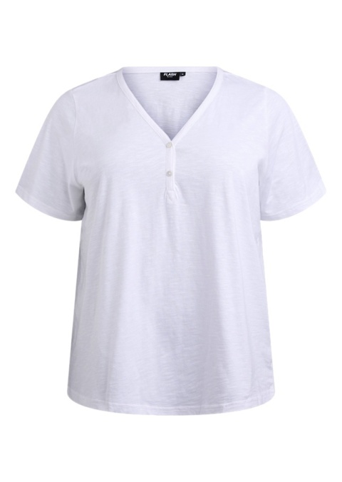ZIZZI KLASYCZNY WYGODNY BIAŁY T-SHIRT GUZIKI 062A ZIZZI KLASYCZNY WYGODNY BIAŁY T-SHIRT GUZIKI 062A