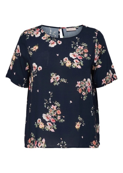 CARMAKOMA ŚLICZNA GRANATOWA BLUZKA KWIATY O513
