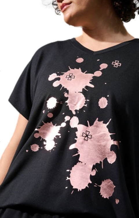 PONT NEUF CZARNY T-SHIRT BLUZKA NADRUK V216