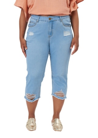 ADIA MODNE NIEBIESKIE JEANSY 3/4 PRZETARCIA A102