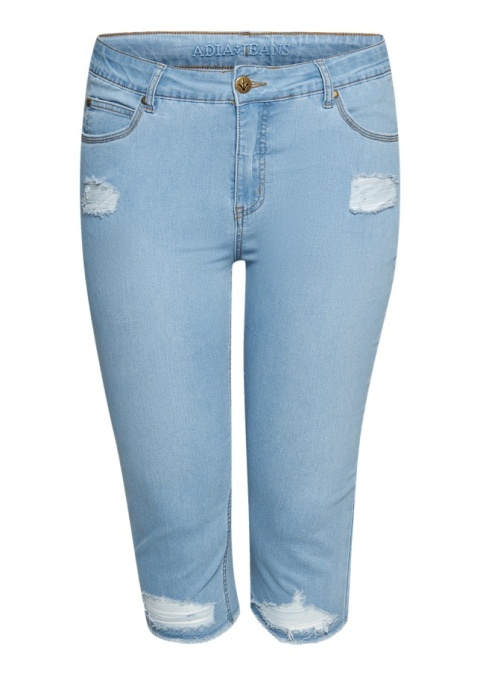 ADIA MODNE NIEBIESKIE JEANSY 3/4 PRZETARCIA A102