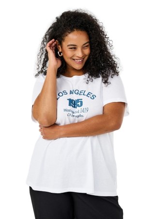 ZIZZI KLASYCZNY BIAŁY T-SHIRT NAPIS 002G