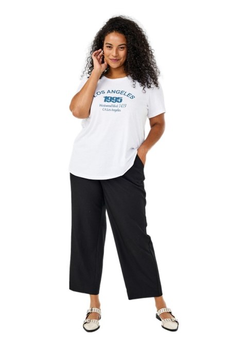 ZIZZI KLASYCZNY BIAŁY T-SHIRT NAPIS 002G
