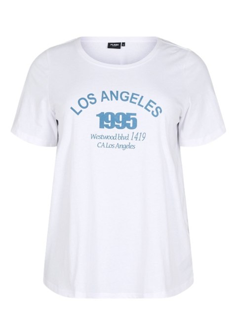 ZIZZI KLASYCZNY BIAŁY T-SHIRT NAPIS 002G