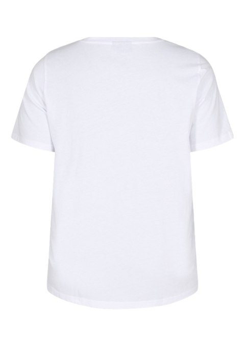 ZIZZI KLASYCZNY BIAŁY T-SHIRT NAPIS 002G