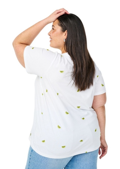 ZIZZI WYGODNY BIAŁY T-SHIRT NADRUK BAWEŁNA 252C