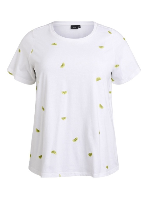 ZIZZI WYGODNY BIAŁY T-SHIRT NADRUK BAWEŁNA 252C