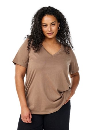 ZIZZI KLASYCZNY WYGODNY JASNOBRĄZOWY T-SHIRT 002H