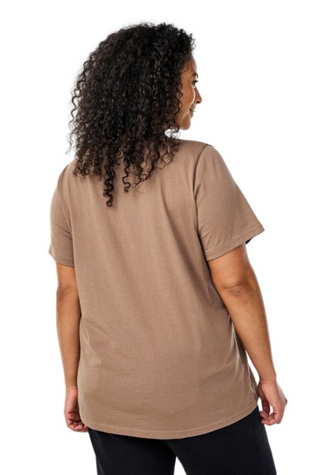 ZIZZI KLASYCZNY WYGODNY JASNOBRĄZOWY T-SHIRT 002H